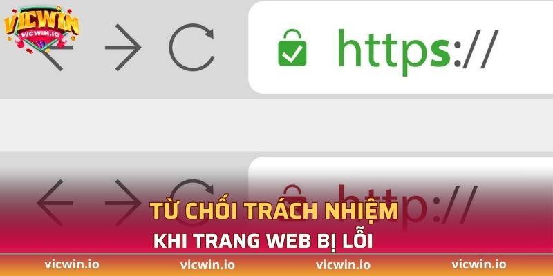 Miễn trừ trách nhiệm VICWIN khi trang web lỗi
